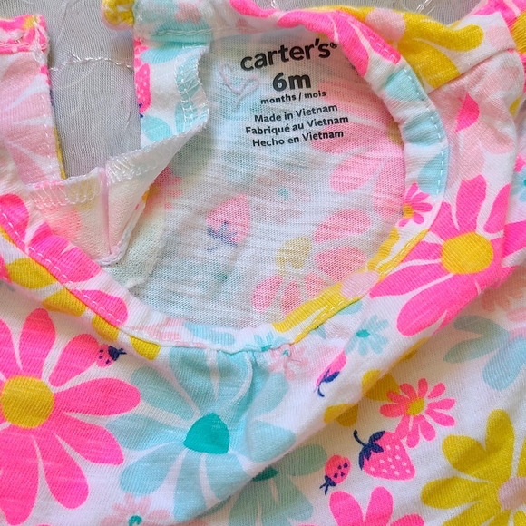 Carters Floral Kids Tops Girl 6 Months - Yellow and Colorful Flower Blouses - Picture 3 of 11